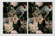 Flower Bunch On Black Wall Art, Set Of 2