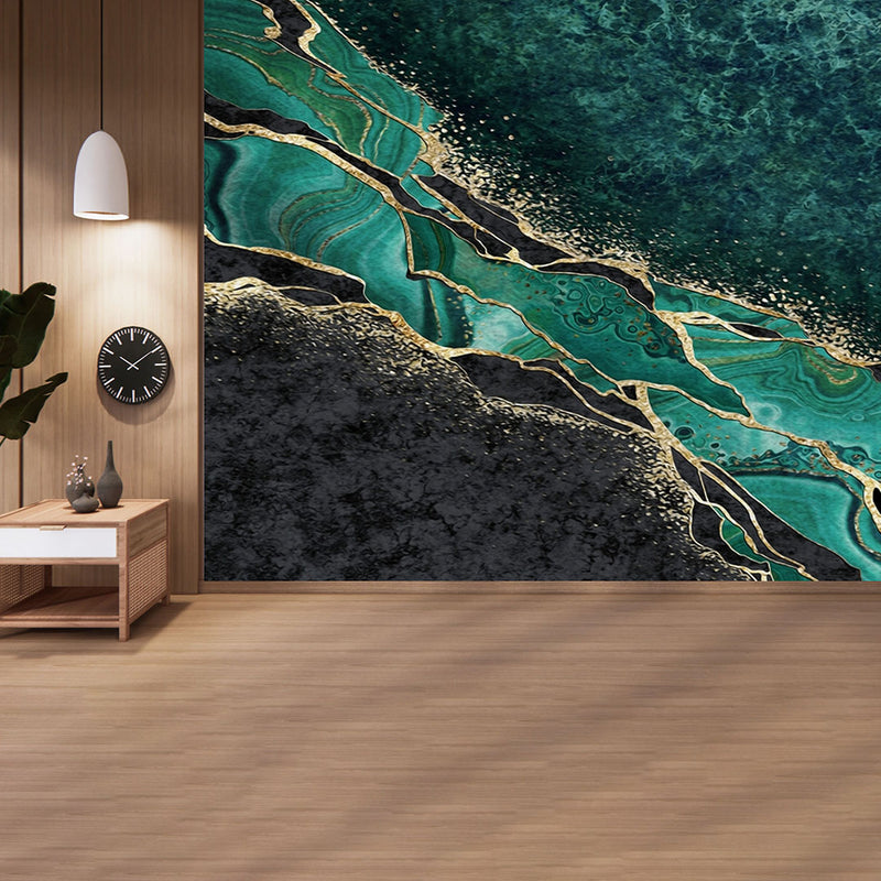 Black Teal Marble Green Wallpaper