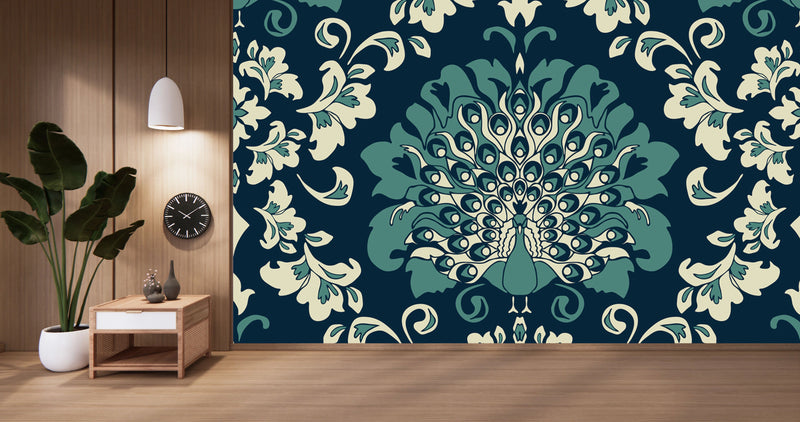 Intricate Peacock Design Wallpaper
