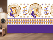 Voilet And Brown Peacock Design Wallpaper