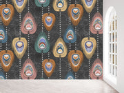 Pastel Peacock Feather Pattern Wallpaper