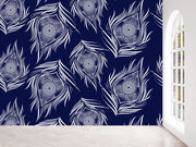 Blue Background White Feather PeacockWallpaper