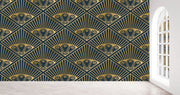 Blue Golden Feather Wallpaper