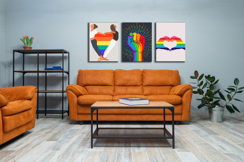 LGBTQ Pride Love Is Love Wall Art, Set Of 3