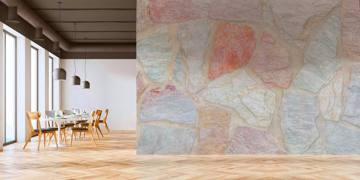 Pastel Stone Brick Wallpaper