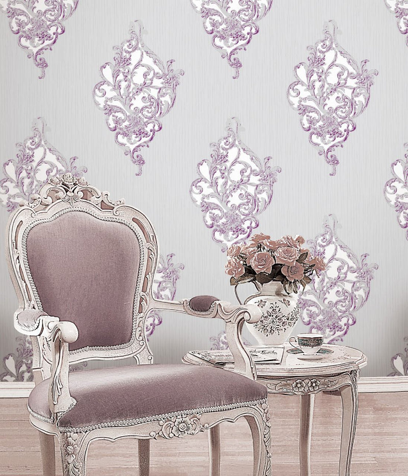 Rafale 1 3D White Texture Damask