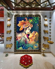 Krishna Playing Flute With Radha Wallpaper