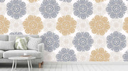 Blue Brown Floral Pattern Wallpaper
