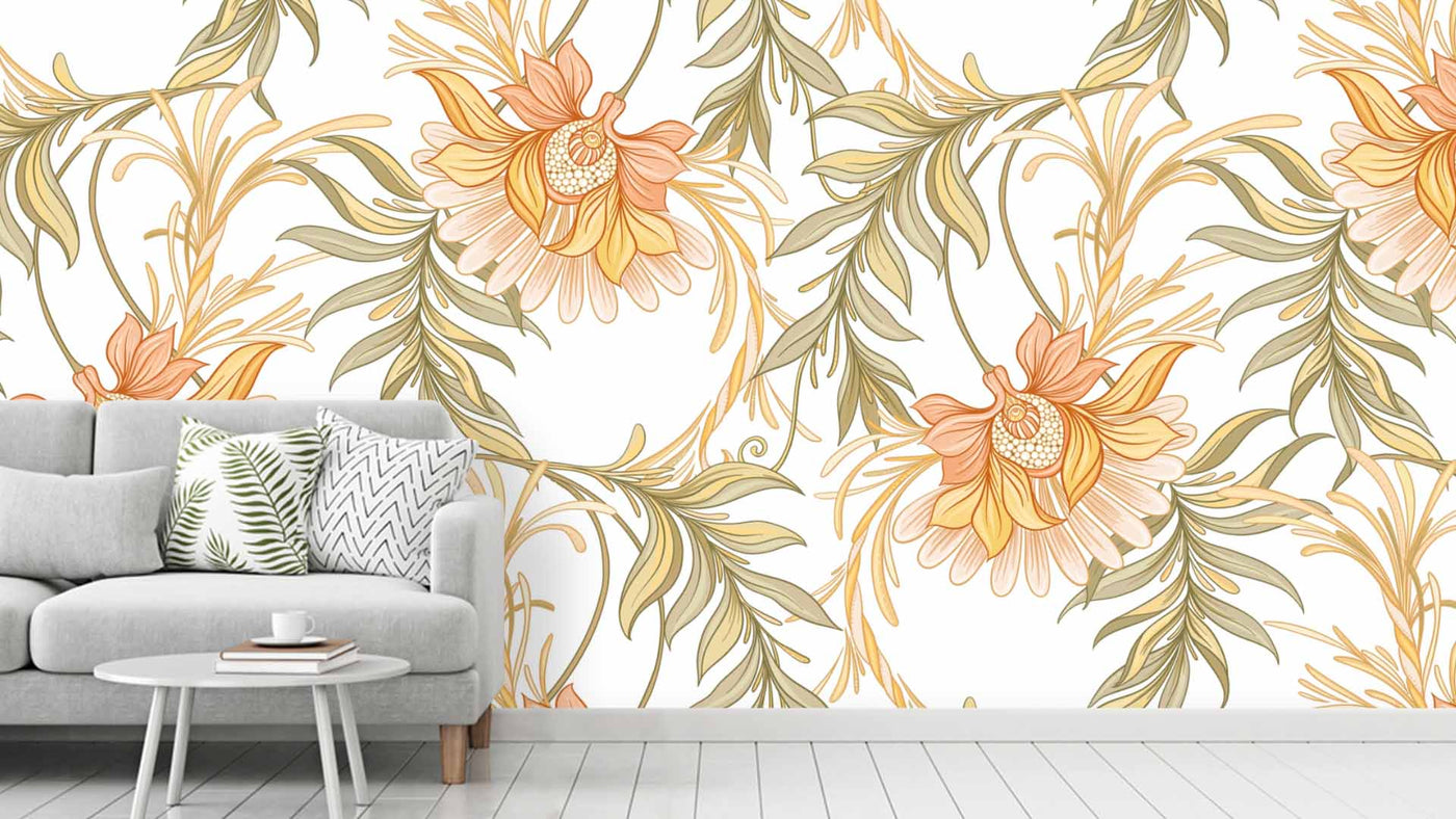 Decorative Flower Rustic Wallpaper