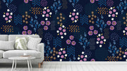 Exquisite Floral Blue Background Wallpaper