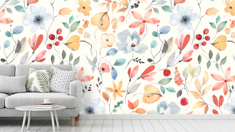 Watercolour Minimalist Floral Wallpaper