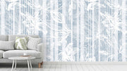 Light Blue Printed Floral Rustic Wallpaper