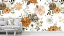 White Minimalist Floral Wallpaper