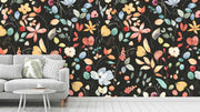 Spring Floral Black Background Wallpaper
