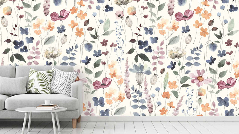 Elegant Watercolour Minimalist Floral Wallpaper