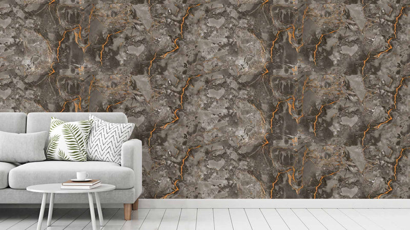 Grey Golden Marble Rustic Wallpaper