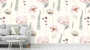Minimalist Pink Pastel Floral Wallpaper
