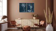 Blue White Floral Art, Set Of 2