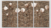 Brown Modern Art Floral, Set Of 3