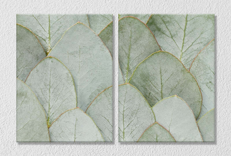 Green Gold Leaves, Set Of 2