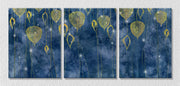 Blue Gold Leaves, Set Of 3