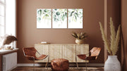 Green White Floral Wall Art, Set Of 3