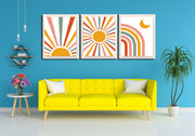 Pastel Sun Rays, Set Of 3