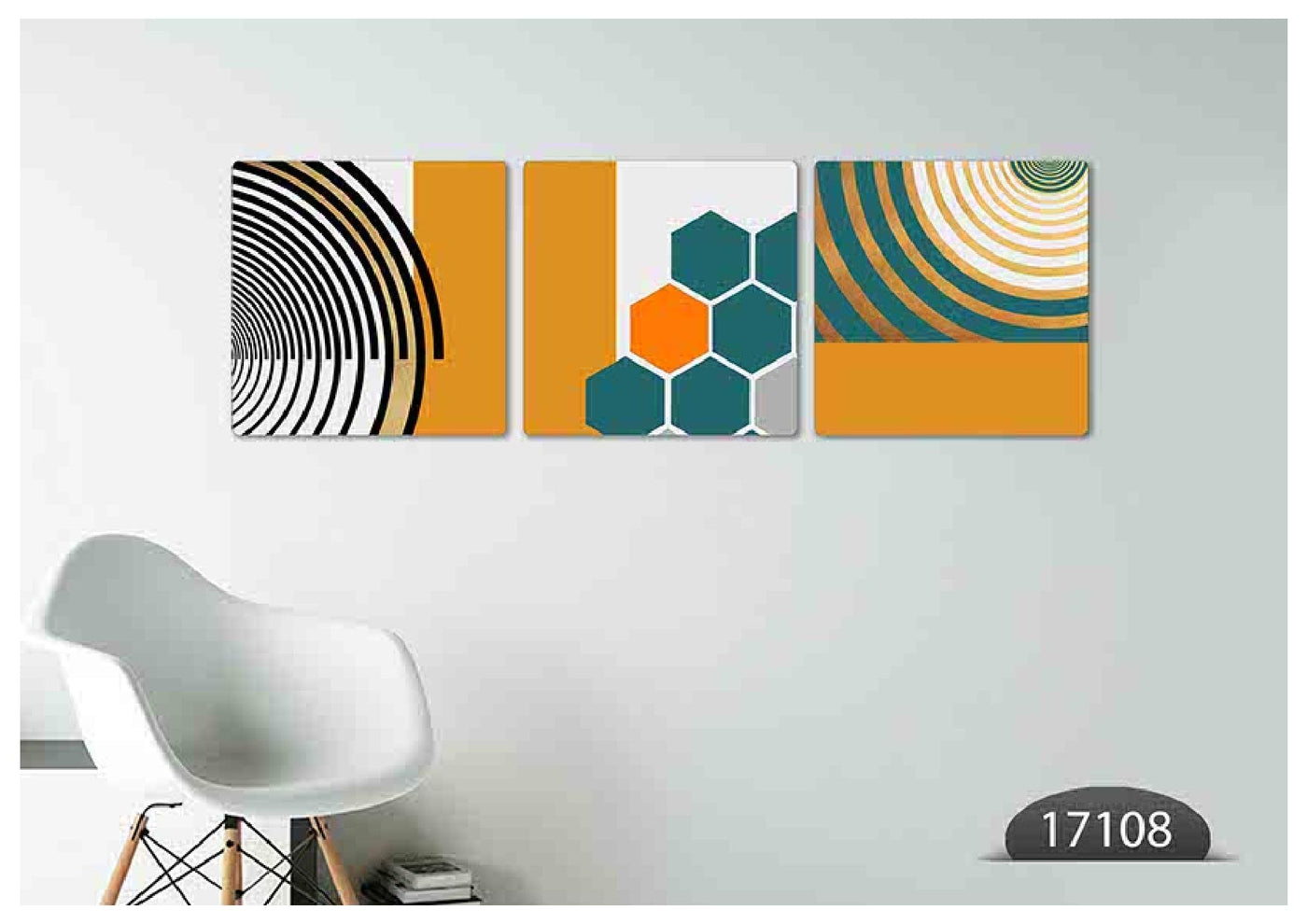 Blue Yelllow Abstract Canvas, Set Of 3