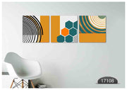Blue Yelllow Abstract Canvas, Set Of 3