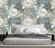 Silver Rose Abstract Wallpaper