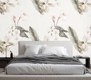 White Aesthetic Floral Abstract Wallpaper