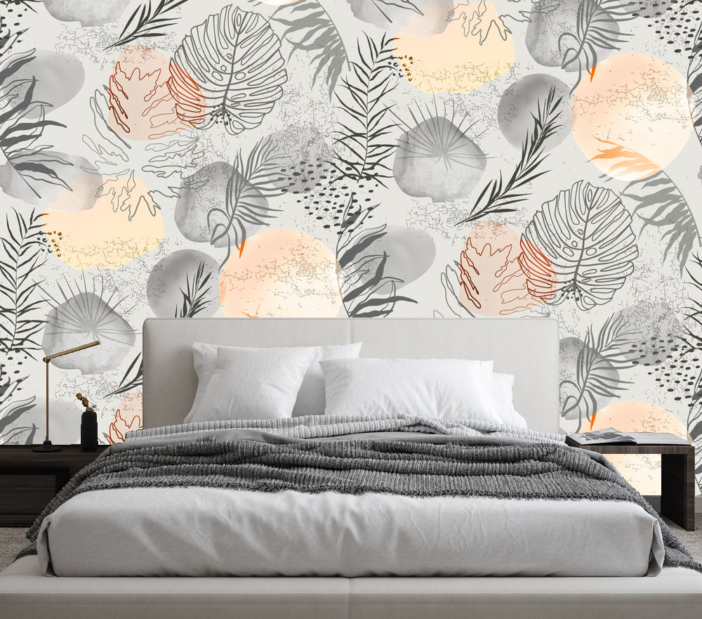 Grey Leaf Abstract Wallpaper