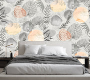 Grey Leaf Abstract Wallpaper