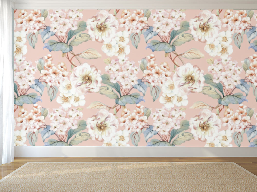 Flowing Floral Pink Abstract Wallpaper
