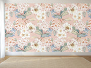 Flowing Floral Pink Abstract Wallpaper