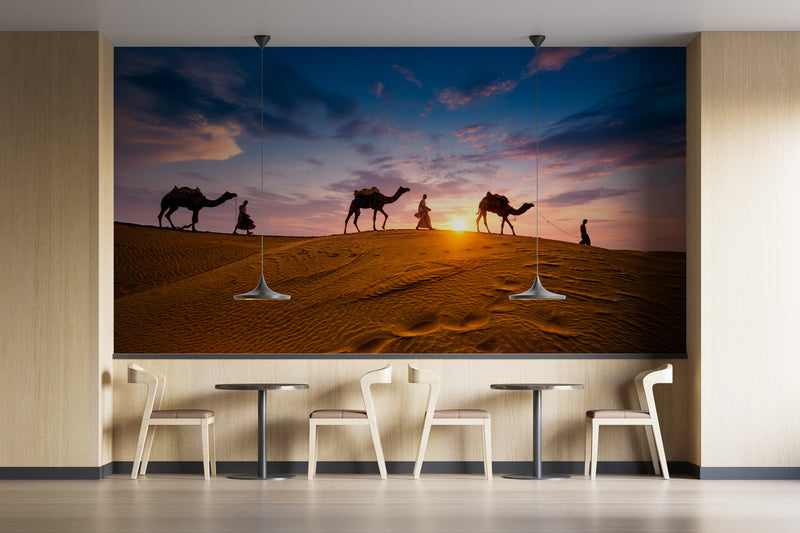 Customize Wallpaper Camels In The Deasert