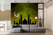 Stunning Chand View With Mosque Islamic Wallpaper