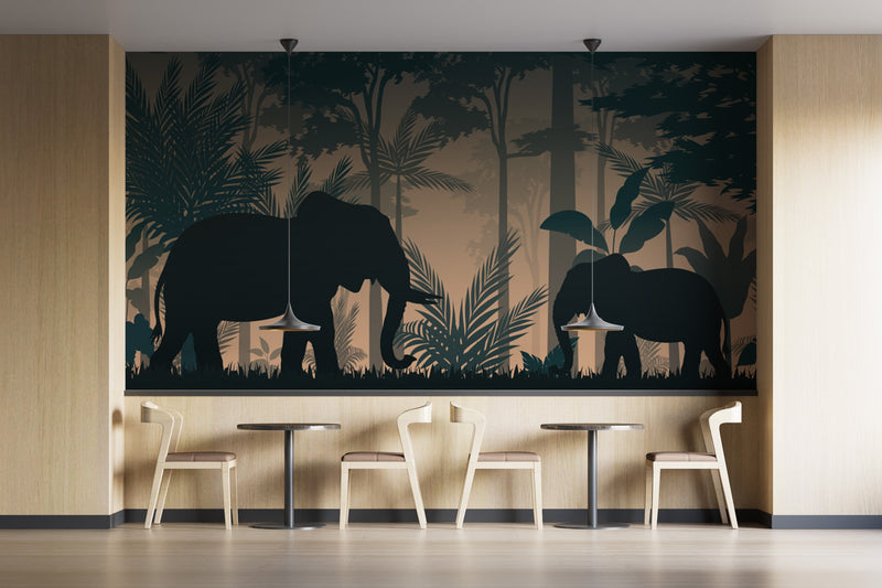 Customize Wallpaper Elephands In Dark