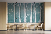 Customize Wallpaper Of Blue White Trees