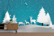 Customize Wallpaper Of White Trees In Blue