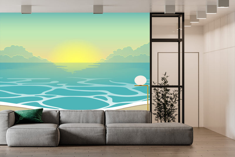 Customize Wallpaper Sunset In Blue Ocean