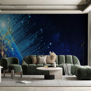 3D Meteor Shower Moon Night Wallpaper
