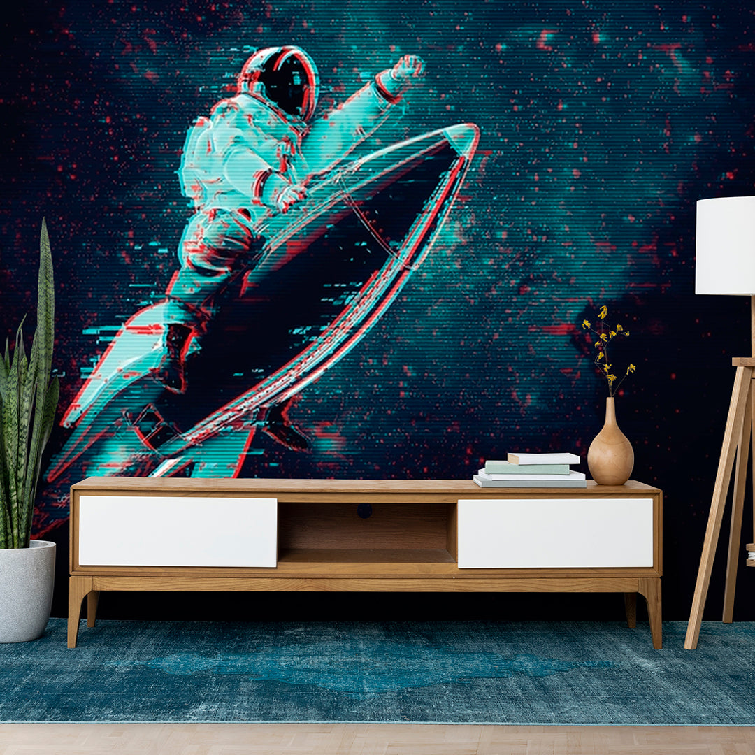 Astronaut Planets Spray Paint Wallpaper