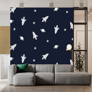 Astronaut Spaceship Rocket Moon Wallpaper