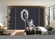 Astronout Going In Space Hole Self Adhesive Sticker For Wardrobe