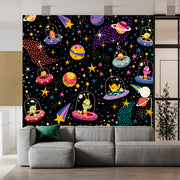 Cosmos Seamless Pattern Black Wallpaper