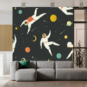 Spacman Milky Way Black Wallpaper