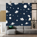 Spaceship Childish Pattern Blue Wallpaper