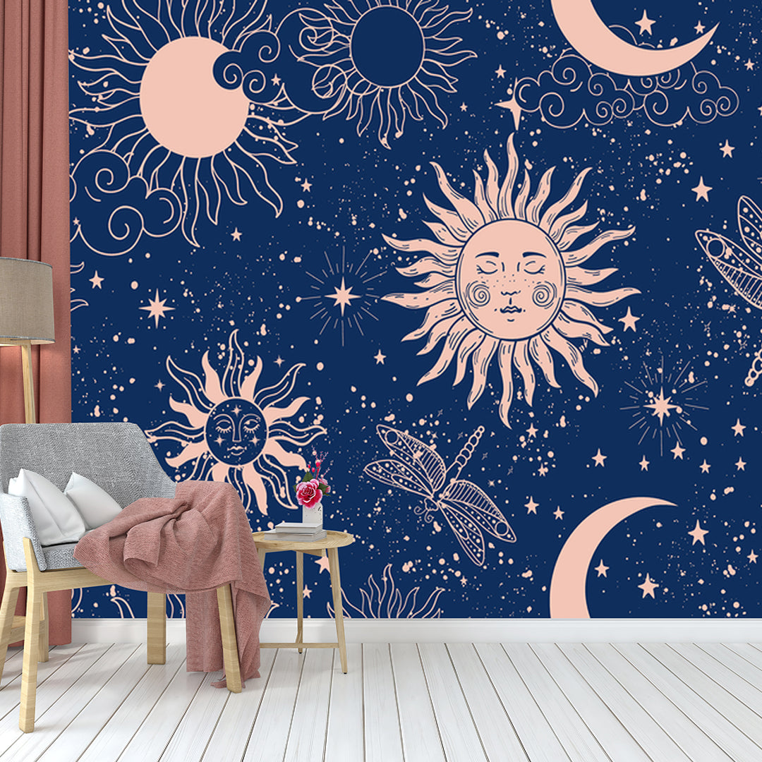 Sun And Moon Bedroom Wallpaper