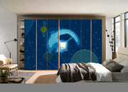 Space Sketch With Stars Self Adhesive Sticker For Wardrobe